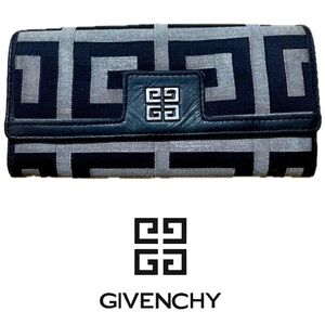 Rare Givenchy Monogram Women’s Long Canvas Wallet, Black/Gray Monogram